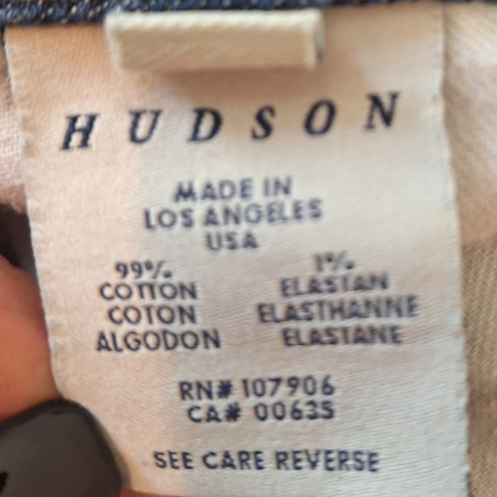 Hudson Denim Mini Skirt Rear Button Flap Pockets Lightly Distressed Size 30 - Picture 12 of 15